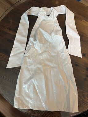 PrettyLittleThing White Croc-Embossed Halter Mini Dress